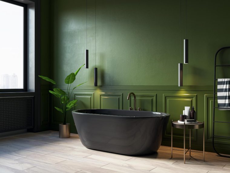 Salle de bain verte et noire pour une ambiance tendance