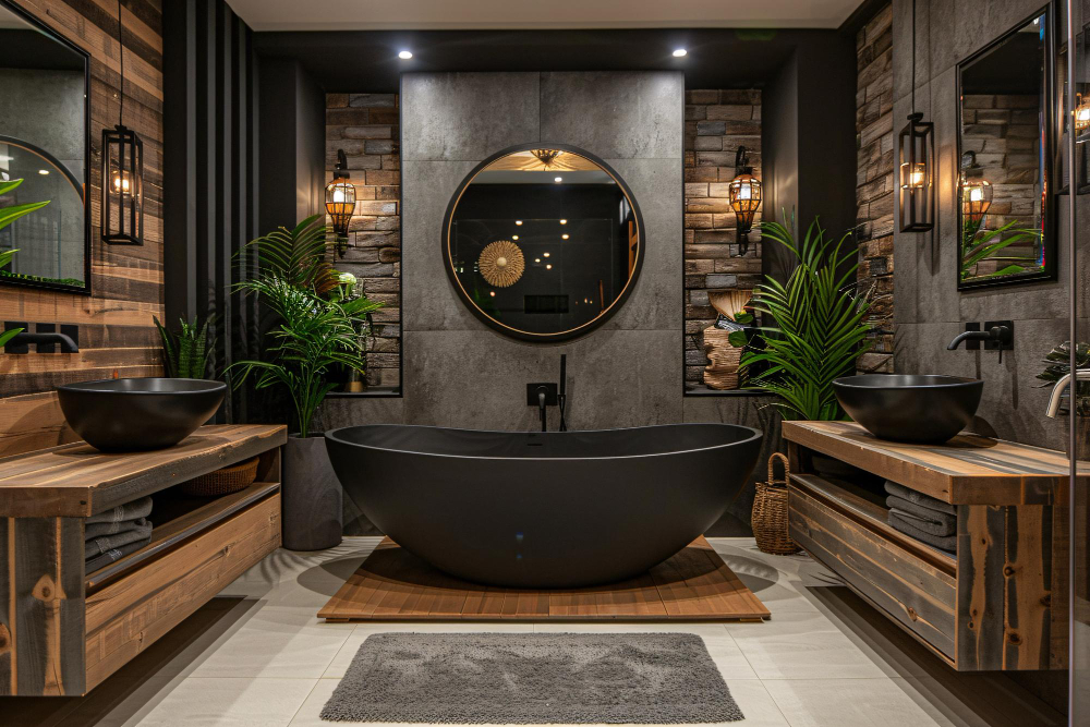 la Salle de bain verte et noire 